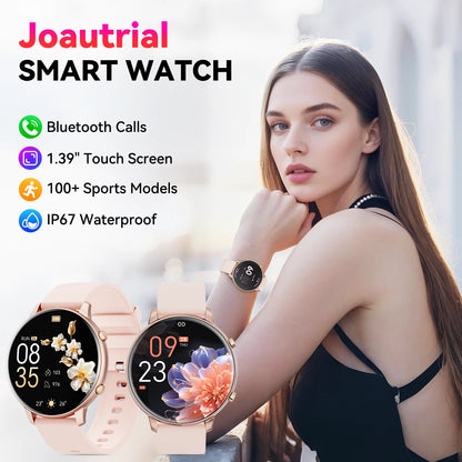 Smart Watch for Women, 1.39" Fitness Tracker with Bluetooth Calls(Answer&Make&Message Reminder), Smart Watch Fits for Android and Iphone, IP67 Waterproof, 100+ Sport Modes Smartwatch, for Gift, Pink