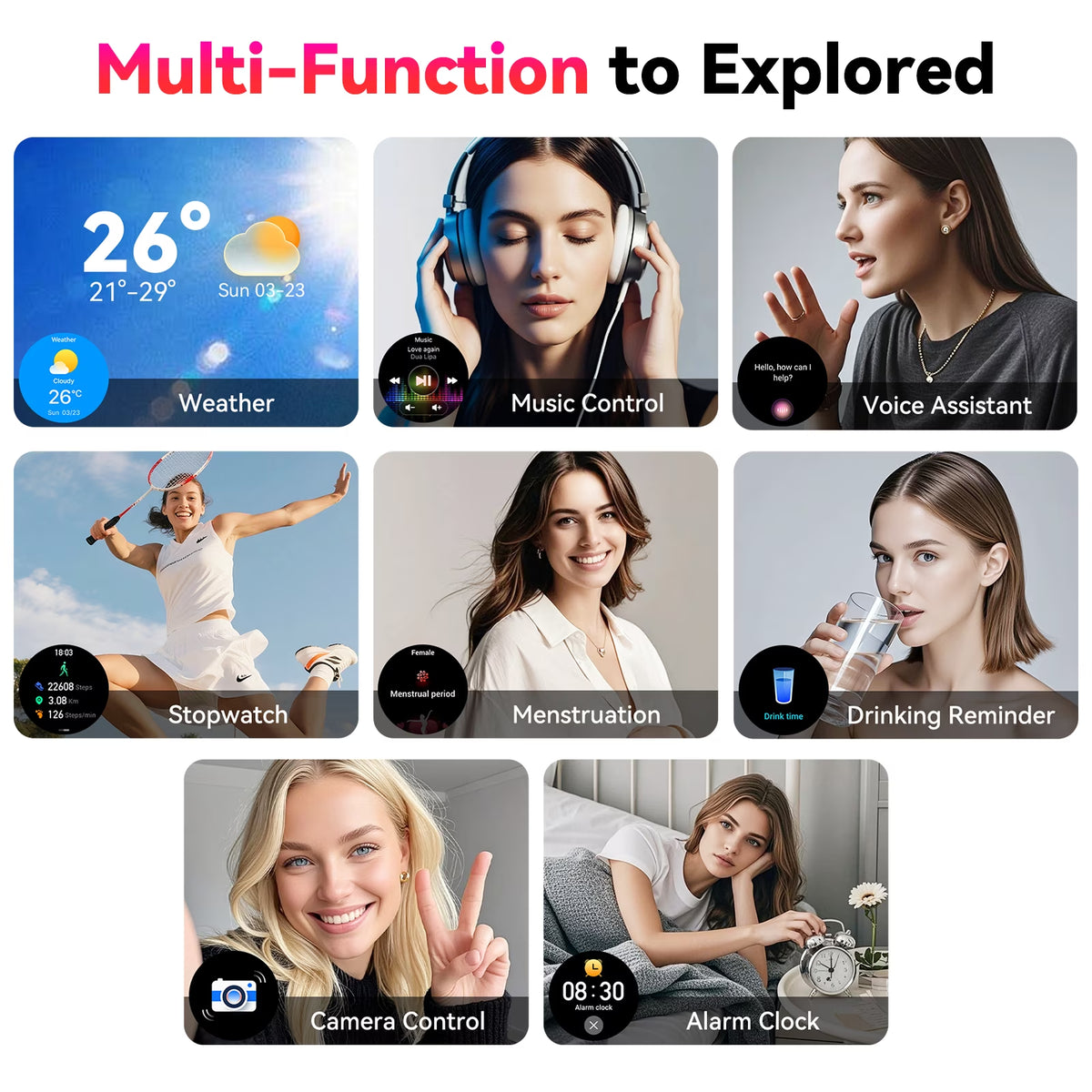 Smart Watch for Women, 1.39" Fitness Tracker with Bluetooth Calls(Answer&Make&Message Reminder), Smart Watch Fits for Android and Iphone, IP67 Waterproof, 100+ Sport Modes Smartwatch, for Gift, Pink